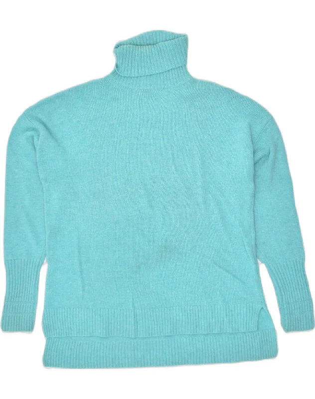 J. CREW Womens Roll Neck Jumper Sweater UK 14 Medium Turquoise Wool