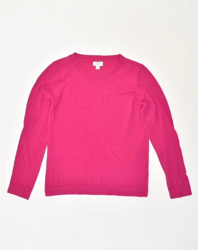 J. CREW Womens Teddie Crew Neck Jumper Sweater UK 10 Small Pink Cotton