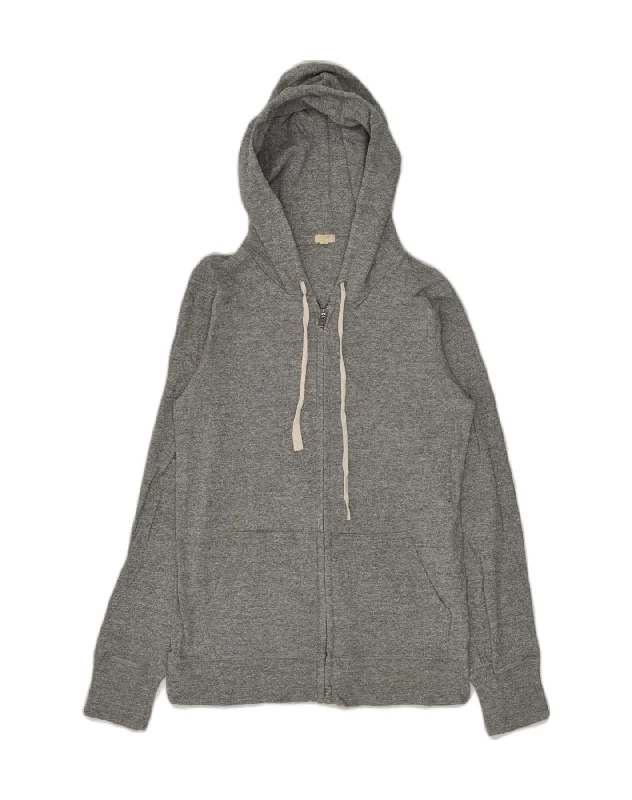 J. CREW Womens Zip Hoodie Sweater UK 8 Small Grey Cotton