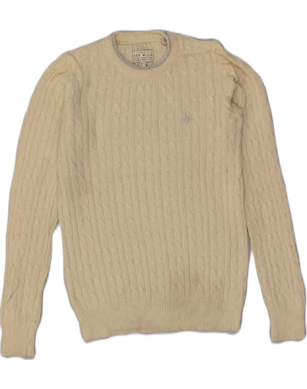 JACK WILLS Womens Crew Neck Jumper Sweater UK 10 Small Beige