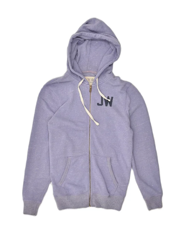 JACK WILLS Womens Loose Fit Graphic Zip Hoodie Sweater UK 6 XS Purple