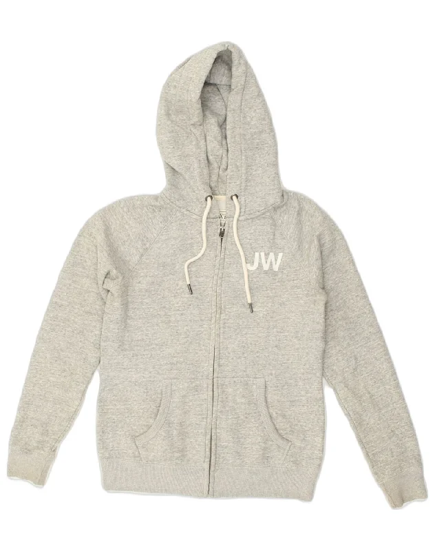 JACK WILLS Womens Zip Hoodie Sweater UK 10 Small  Grey Cotton