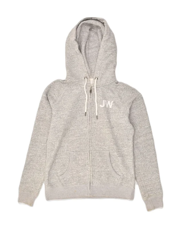 JACK WILLS Womens Zip Hoodie Sweater UK 12 Medium Grey Cotton