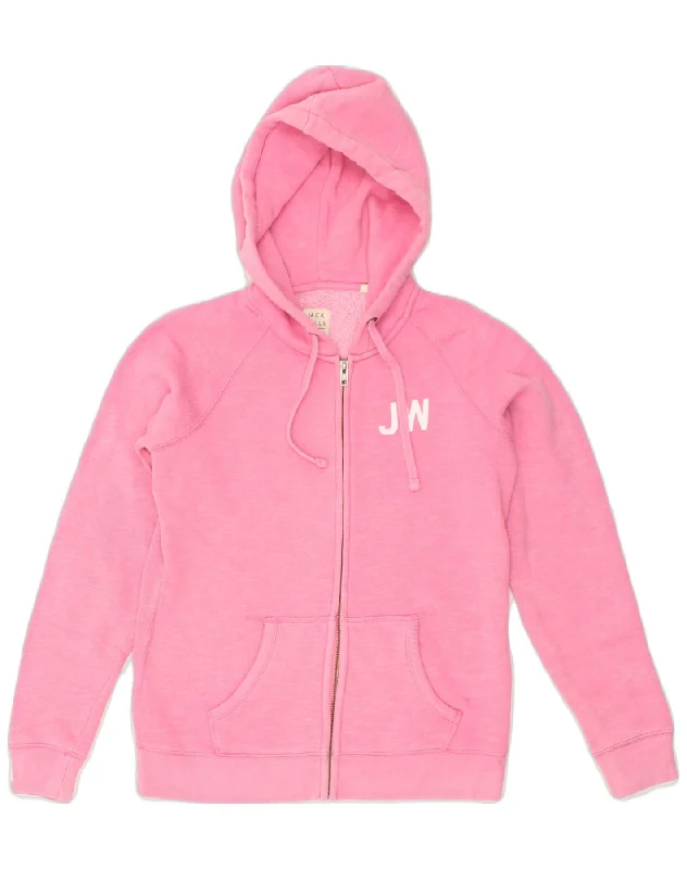 JACK WILLS Womens Zip Hoodie Sweater UK 12 Medium  Pink Polyester