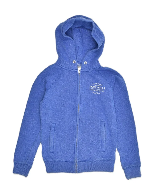 JACK WILLS Womens Zip Hoodie Sweater UK 6 XS  Blue Cotton