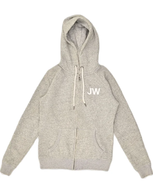 JACK WILLS Womens Zip Hoodie Sweater UK 8 Small Grey Cotton