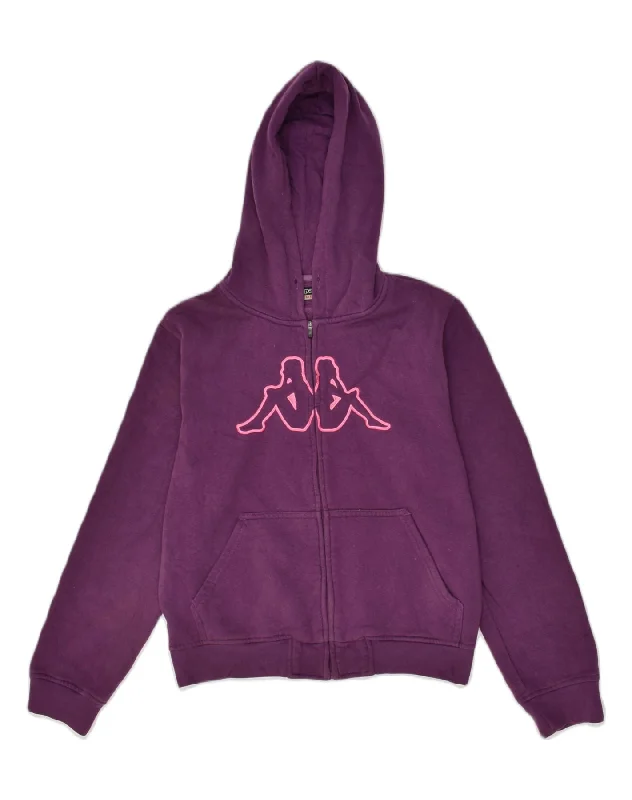 KAPPA Womens Zip Hoodie Sweater UK 16 Large Purple Cotton