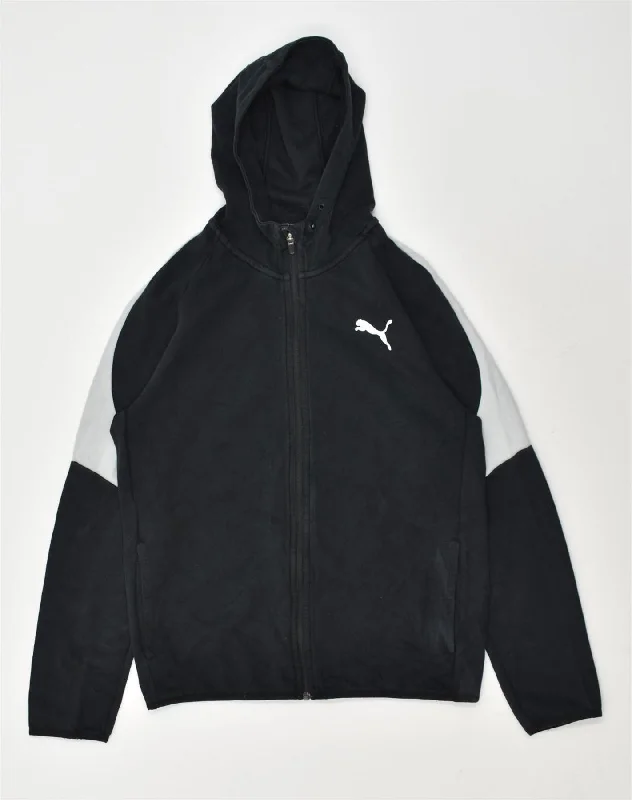 PUMA Womens Zip Hoodie Sweater UK 16 Large Black Cotton