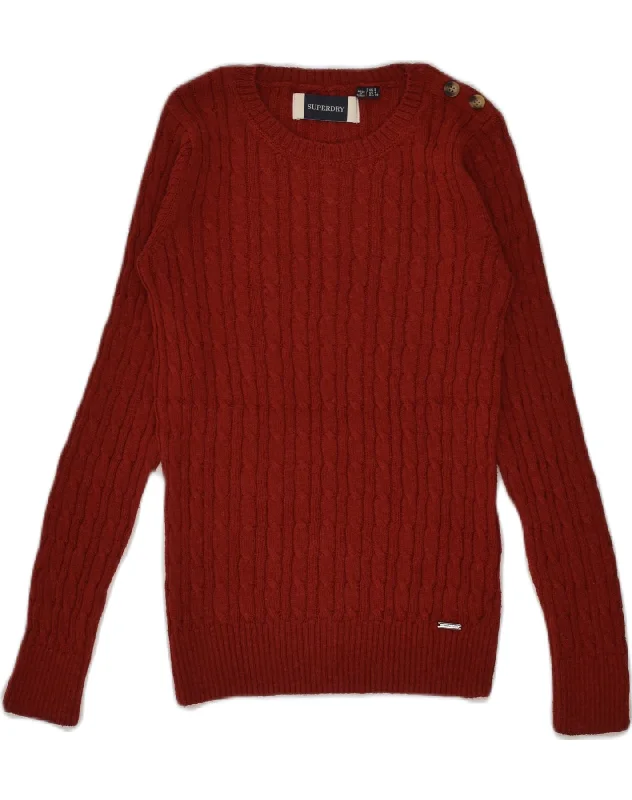 SUPERDRY Womens Crew Neck Jumper Sweater UK 8 Small Red Acrylic