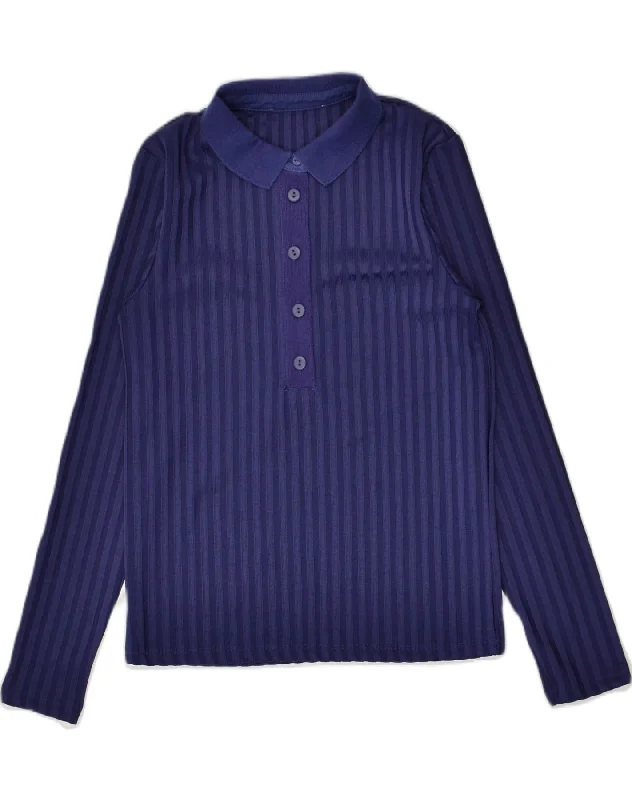 VINTAGE Womens Polo Neck Jumper Sweater UK 8 Small Purple Striped