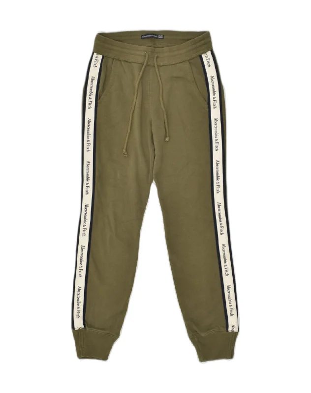 ABERCROMBIE & FITCH Womens Tracksuit Trousers Joggers UK 2 2XS Khaki