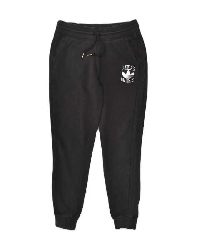 ADIDAS Womens Tracksuit Trousers Joggers UK 10 Small  Black Cotton