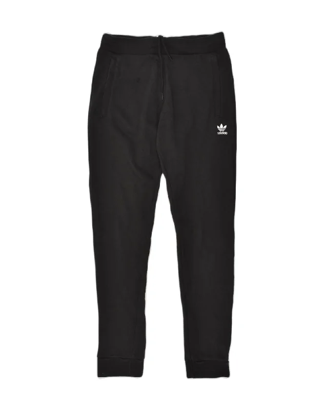 ADIDAS Womens Tracksuit Trousers Joggers UK 12 Medium Black Cotton