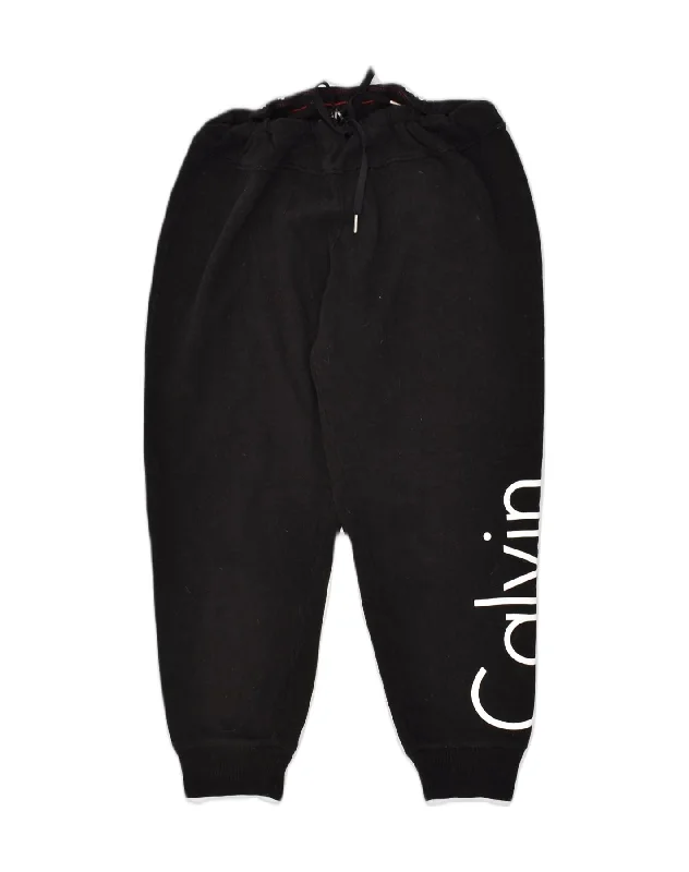 CALVIN KLEIN Womens Graphic Tracksuit Trousers Joggers UK 14 Large Black