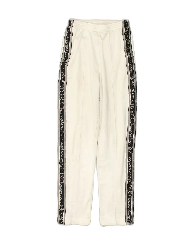 CHAMPION Womens Graphic Tracksuit Trousers UK 10 Small White Polyester