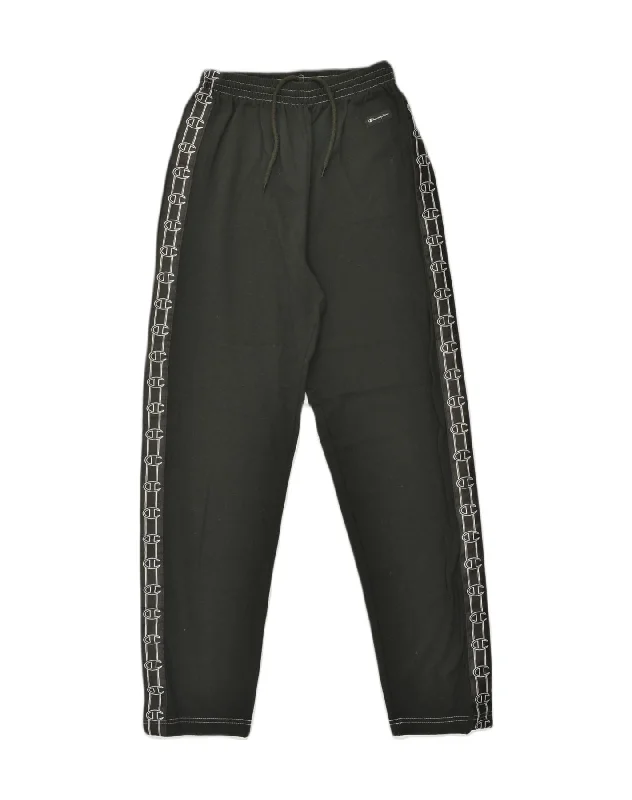 CHAMPION Womens Graphic Tracksuit Trousers UK 14 Medium Black Cotton