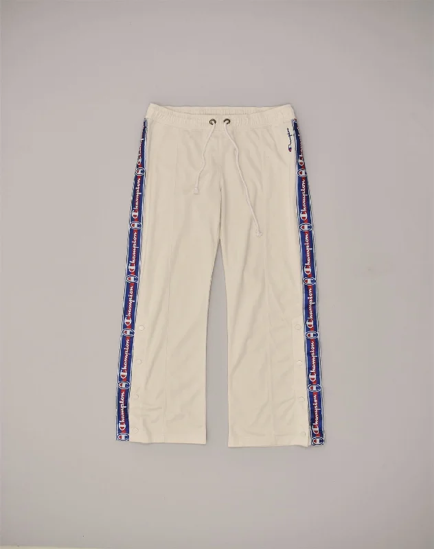 CHAMPION Womens Graphic Tracksuit Trousers UK 8 Small White Polyester