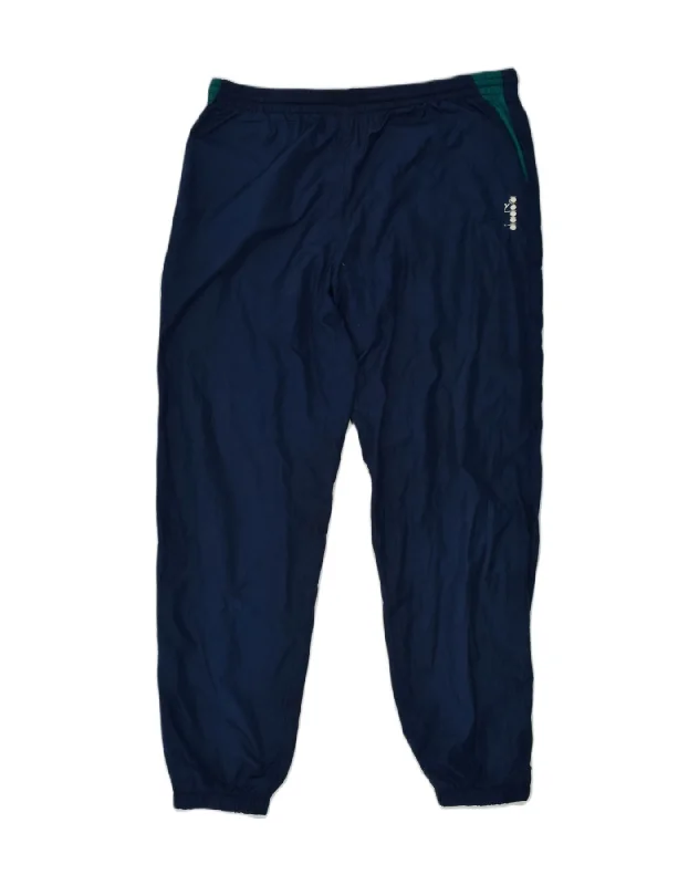 DIADORA Womens Tracksuit Trousers Joggers UK 18 XL Navy Blue Polyester