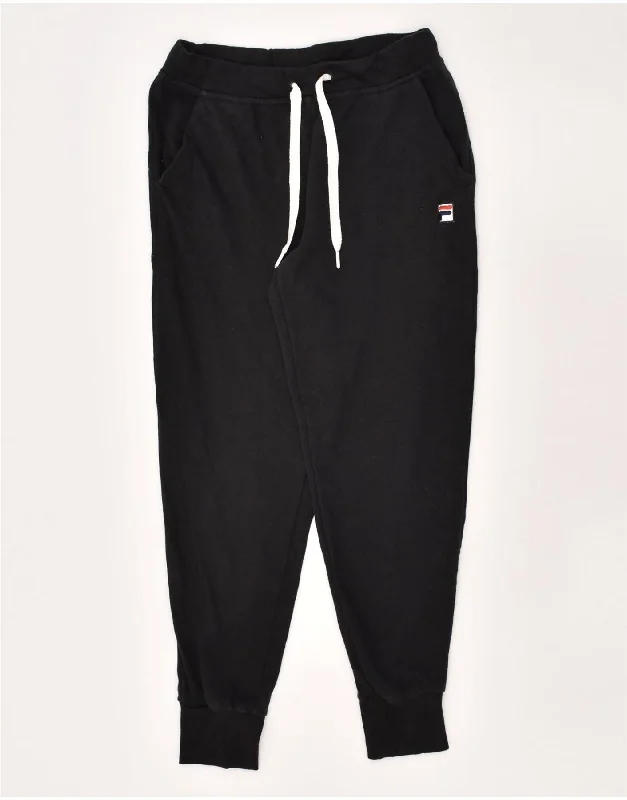 FILA Womens Tracksuit Trousers Joggers UK 8 Small Black Cotton