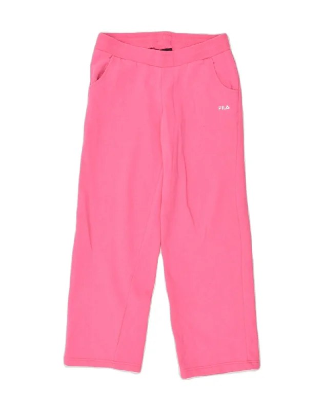 FILA Womens Tracksuit Trousers UK 14 Medium Pink Cotton