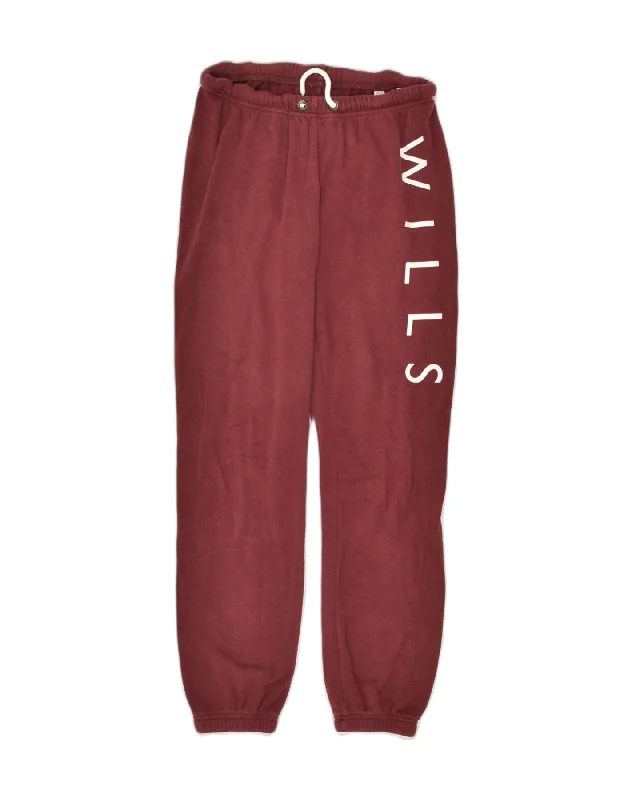 JACK WILLS Womens Graphic Tracksuit Trousers Joggers UK 8 Small Burgundy