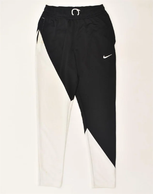 NIKE Womens Graphic Slim Tracksuit Trousers UK 10 Small Black Colourblock