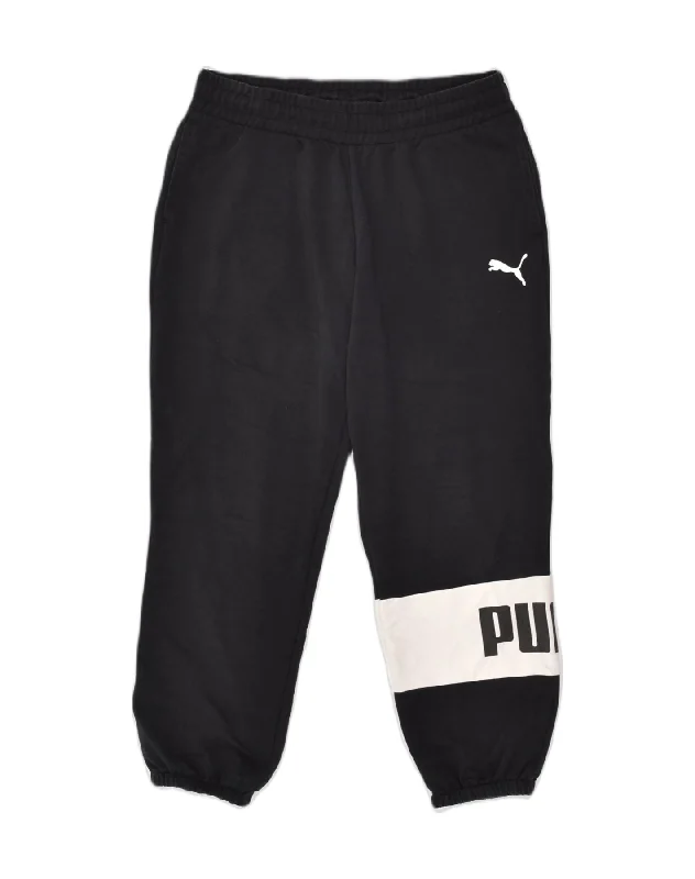 PUMA Womens Graphic Tracksuit Trousers Joggers UK 12 Medium Black