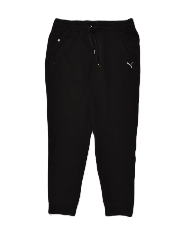 PUMA Womens Tracksuit Trousers Joggers UK 12  Medium Black Cotton