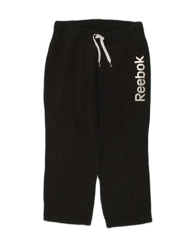 REEBOK Womens Graphic Tracksuit Trousers UK 16 Large Black