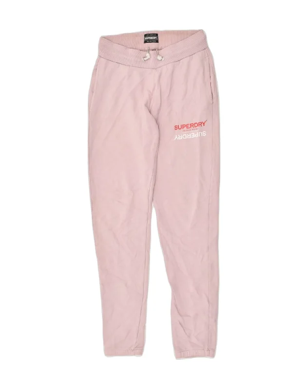 SUPERDRY Womens Tracksuit Trousers UK 6 XS Pink Cotton