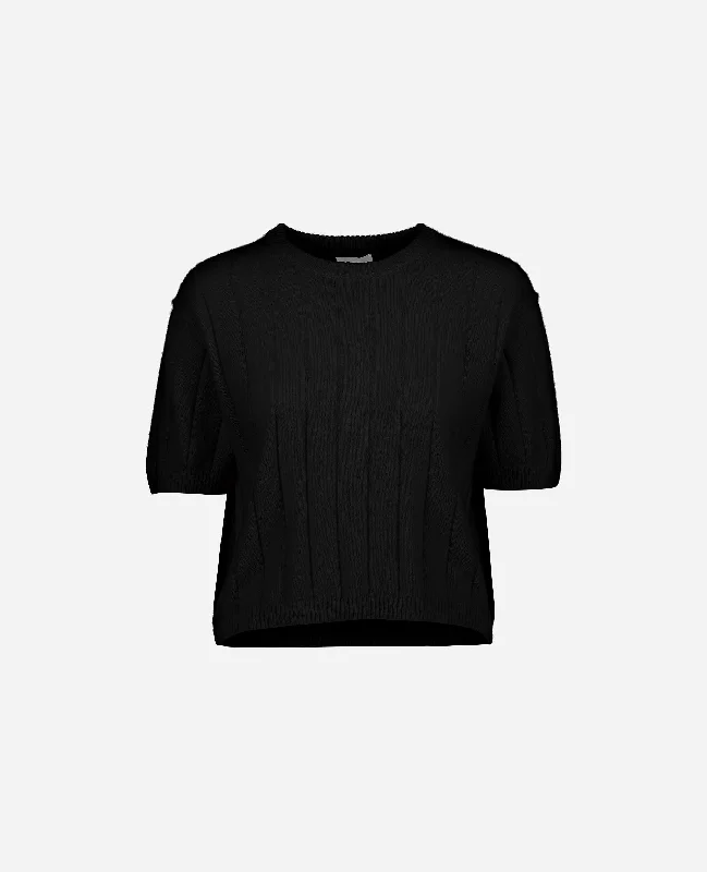 Rundhalsausschnitt Pullover aus Cashmere in Schwarz