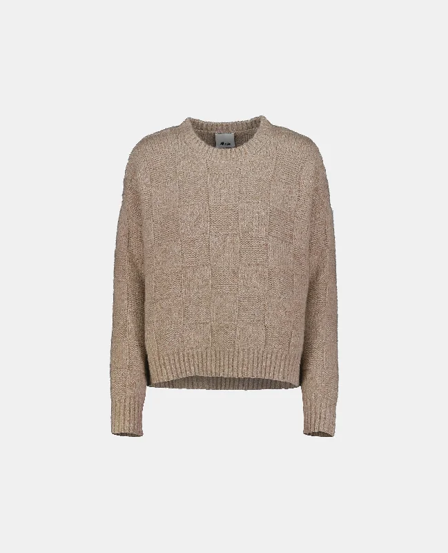 Rundhalsausschnitt Pullover aus Cashmere in Beige