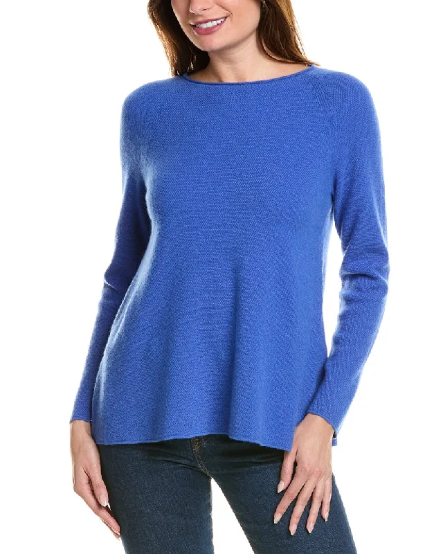 Lafayette 148 New York Textured Stitch Bateau Neck Cashmere Pullover