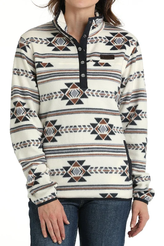 Women's Southwestern Print Fleece Pullover - Cream - (MAK9820019)