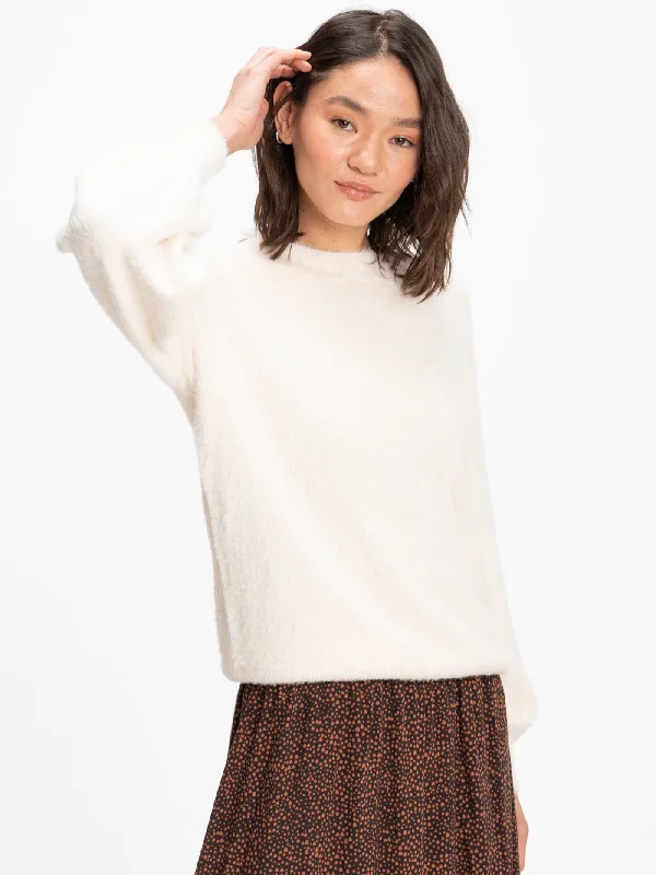 Clara Fuzzy Pullover Crew Neck Sweater