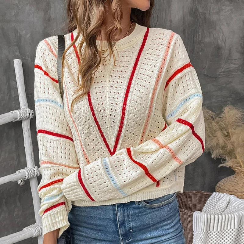 Striped Crewneck Pullover Sweater