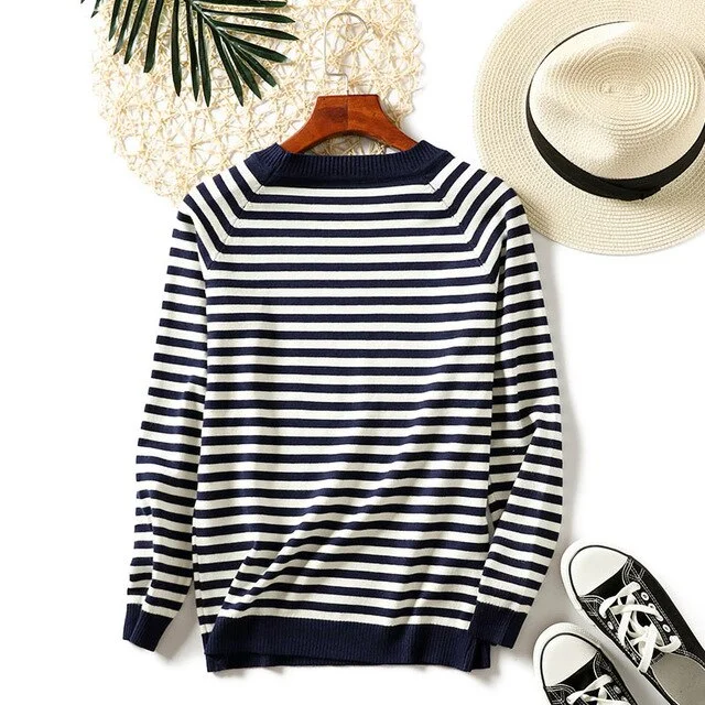 Navy blue striped