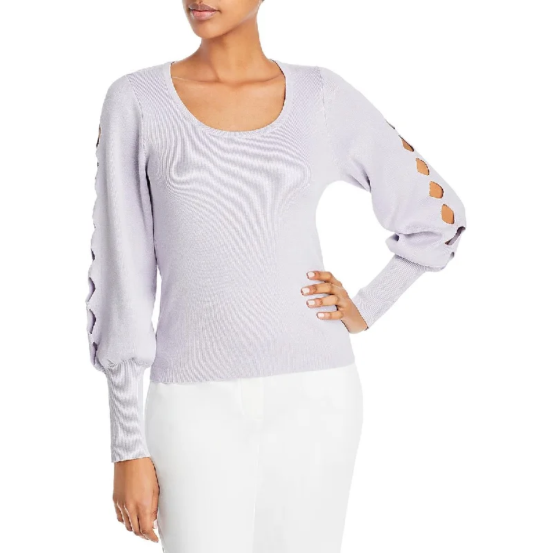 T Tahari Womens Cut-Out Ribbed Knit Pullover Sweater