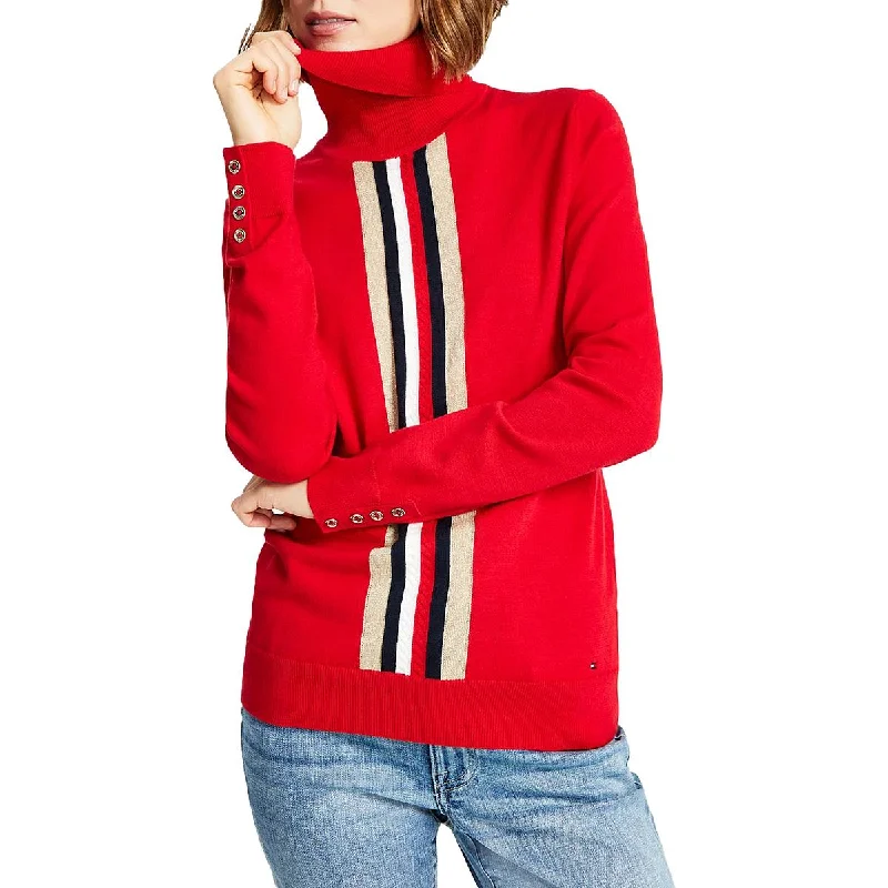 Tommy Hilfiger Womens Turtle Neck Ribbed Trim Pullover Sweater